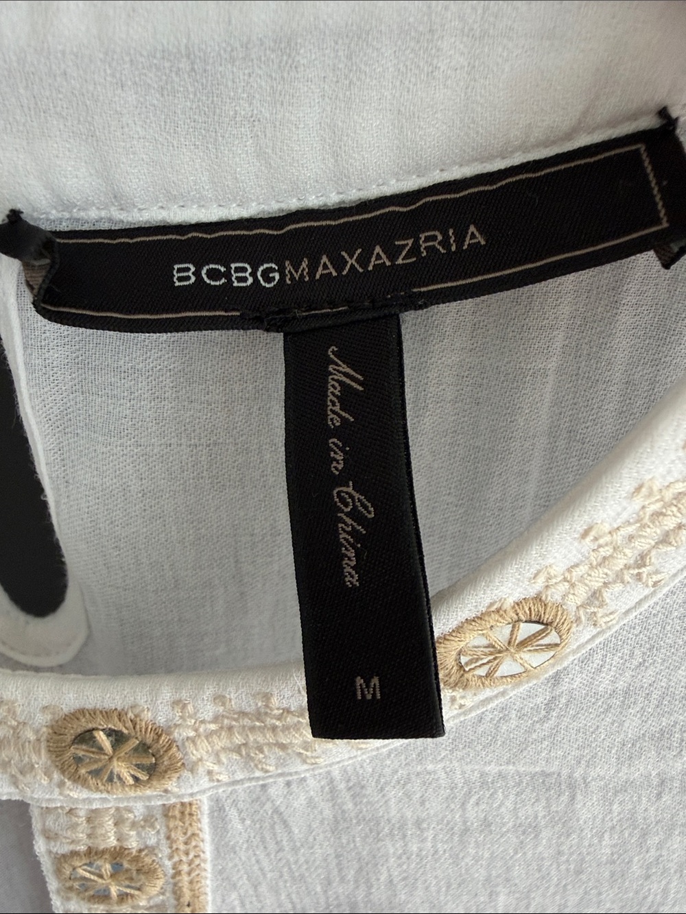 BCBGMaxAzria SHIRLEY size M White Sleeveless Embellished Tunic Boho Chic Coastal - Picture 8 of 13